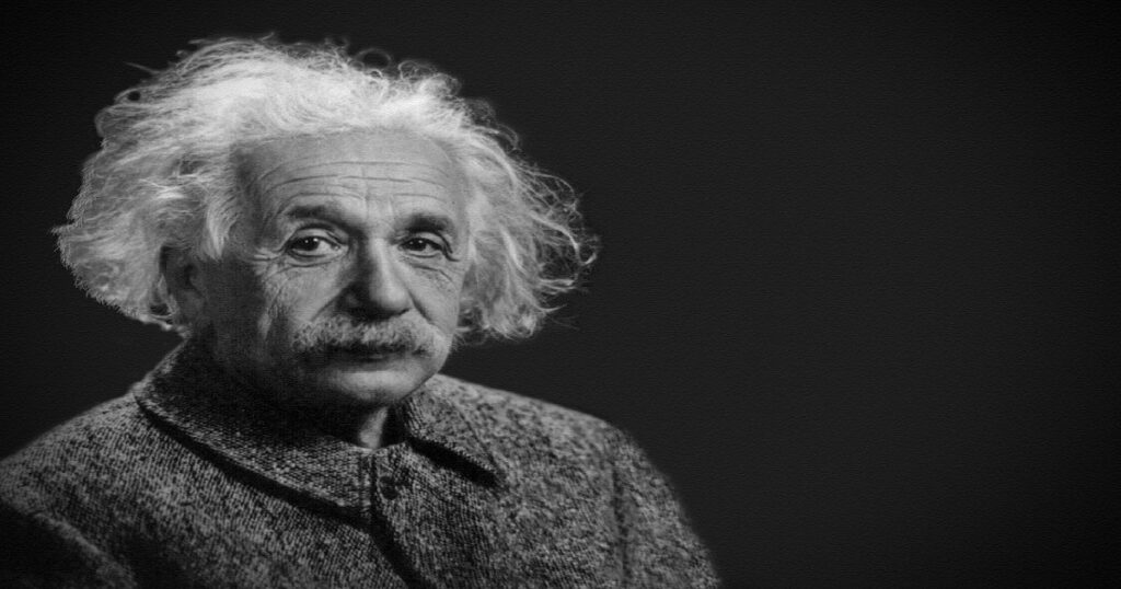 Albert Einstein - black and white portrait picture of Albert Einstein - fallaciesoflogic.com